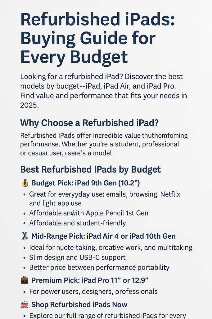 Refurbished iPads: Buying Guide for Every Budget