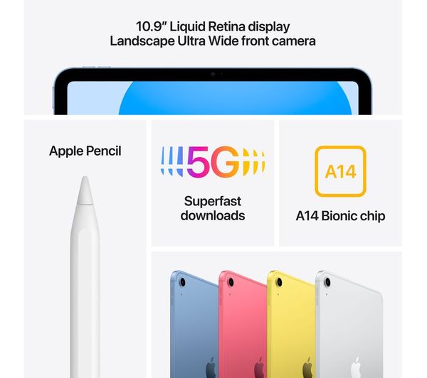 APPLE 10.9" iPad Cellular - 256GB, Silver - Very Good