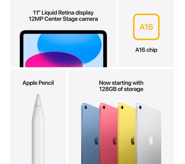 APPLE 11" iPad Cellular (2025) - 256 GB, Silver - Pristine