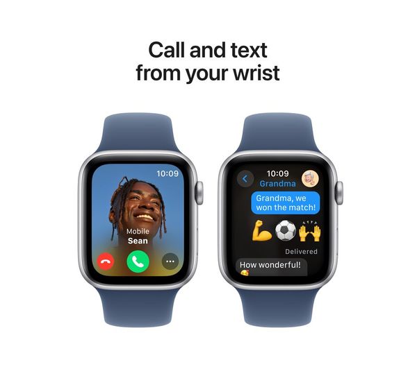 APPLE Watch SE 2 - 44mm Silver Aluminium Case with Denim Sport Band, M/L - Good