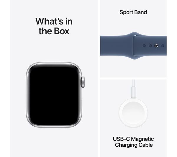 APPLE Watch SE 2 - 44mm Silver Aluminium Case with Denim Sport Band, M/L - Good
