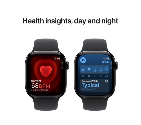 APPLE Watch Series 10 - 42mm Jet Black Aluminium Case with Black Sport Band, S/M - Acceptable