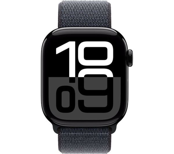 Apple Watch Series 10 GPS, 42mm Jet Black Aluminium Case with Ink Sport Loop - Very Good