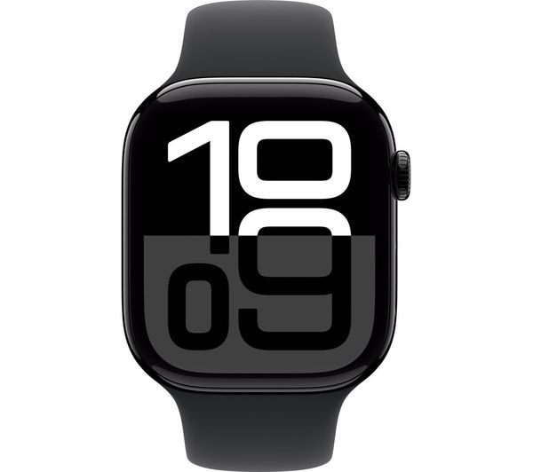 Apple Watch Series 10 GPS, 46mm Jet Black Aluminium Case with Black Sport Band - S/M - Acceptable