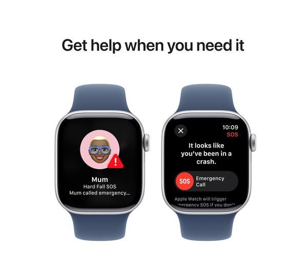 APPLE Watch Series 10 - 42mm Silver Aluminium Case with Denim Sport Band, M/L - Pristine