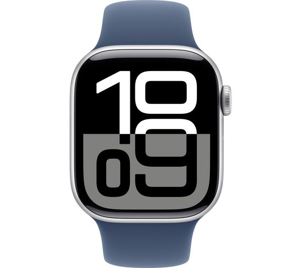 APPLE Watch Series 10 - 42mm Silver Aluminium Case with Denim Sport Band, M/L - Pristine