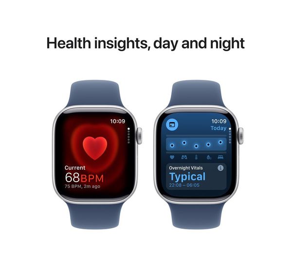 APPLE Watch Series 10 - 42mm Silver Aluminium Case with Denim Sport Band, M/L - Pristine