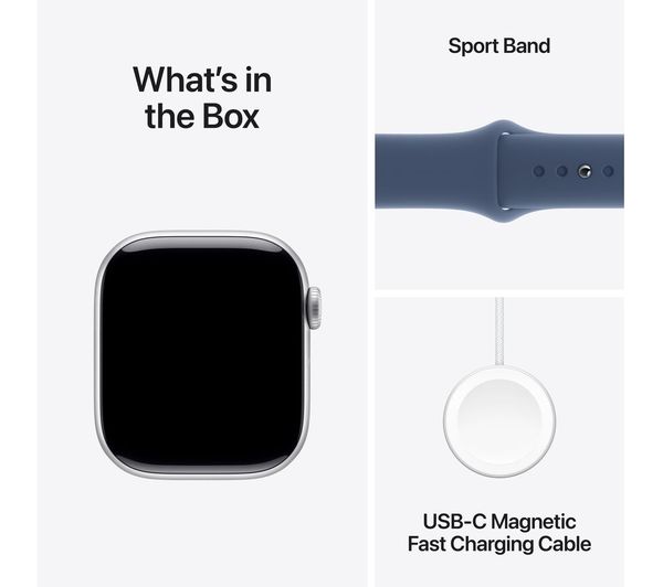 APPLE Watch Series 10 - 42mm Silver Aluminium Case with Denim Sport Band, M/L - Pristine