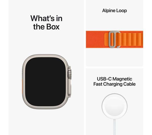 APPLE Watch Ultra Cellular - Titanium with Orange Alpine Loop, Large, 49mm - Good