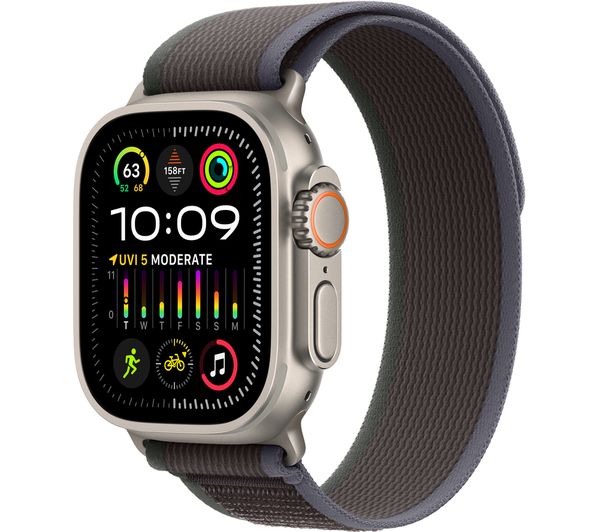 APPLE Watch Ultra 2 Cellular - 49mm Titanium Case with Black & Blue Trail Loop, S/M - Very Good