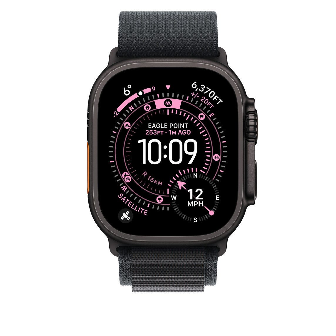 Apple Watch 49mm Black Alpine Loop – Medium (Titanium Finish)
