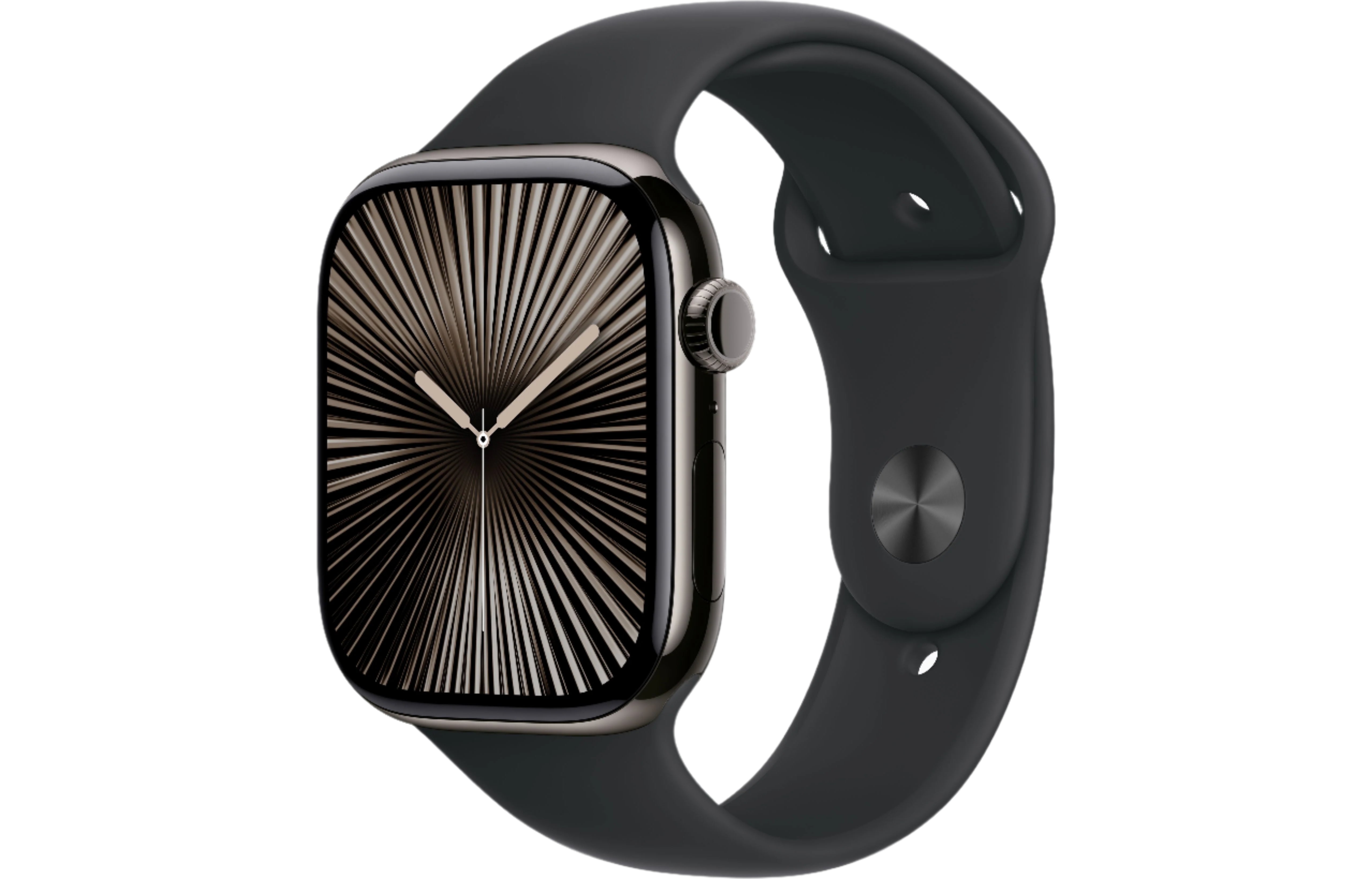 Apple Watch Series 10 GPS + Cellular 46mm Slate Titanium with Black Sport Band S/M – Pristine