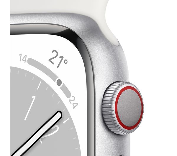 Apple Watch Series 8 Cellular 45mm Silver with White Sport Band – Pristine