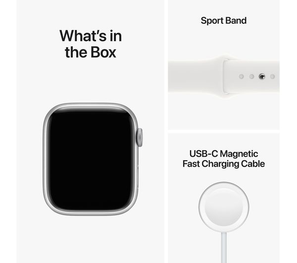 Apple Watch Series 8 Cellular 45mm Silver with White Sport Band – Pristine