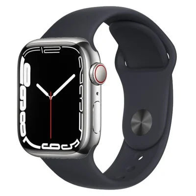 Apple Watch Series 7 GPS + Cellular - Silver Stainless Steel with Midnight Sport Band, 45mm - Good