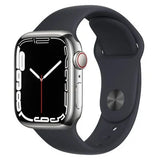 Apple Watch Series 7 GPS + Cellular - Silver Stainless Steel with Midnight Sport Band, 45mm - Good