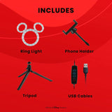 Disney Mickey Mouse Ring Light- 12 Inch LED Ring Light with Tripod and Built in Phone Holde and 3 Light Settings- Mickey Mouse Gifts
