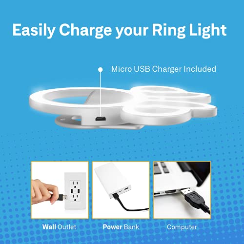 Disney Minnie Mouse Clip On Selfie Ring Light for Phone - Minnie Rechargeable LED Ring Light for iPhone and Other Devices- Minnie Mouse Small Ring Light - 3 Light Setting