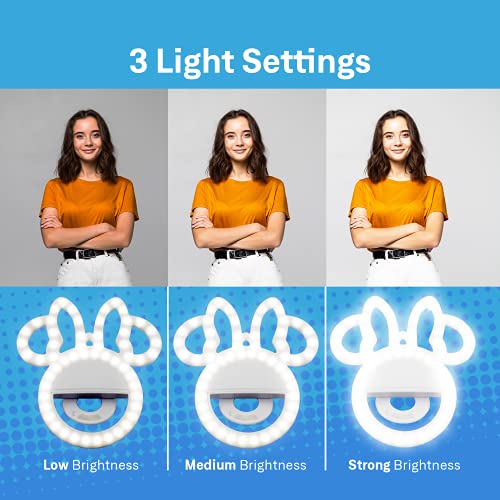 Disney Minnie Mouse Clip On Selfie Ring Light for Phone - Minnie Rechargeable LED Ring Light for iPhone and Other Devices- Minnie Mouse Small Ring Light - 3 Light Setting