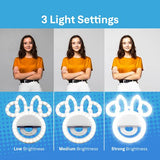 Disney Minnie Mouse Clip On Selfie Ring Light for Phone - Minnie Rechargeable LED Ring Light for iPhone and Other Devices- Minnie Mouse Small Ring Light - 3 Light Setting