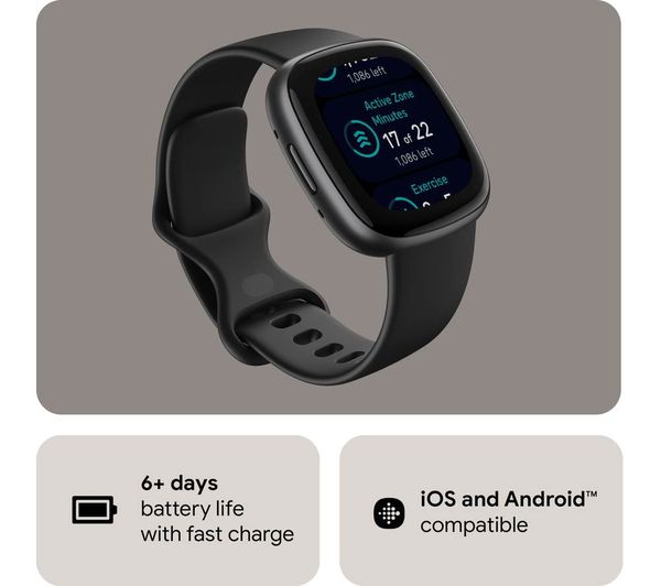 FITBIT Versa 4 Smart Watch - Black & Graphite - Good