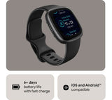 FITBIT Versa 4 Smart Watch - Black & Graphite - Good