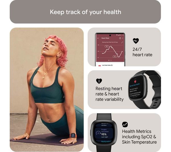 FITBIT Versa 4 Smart Watch - Black & Graphite - Good