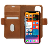 dbramante1928 Lynge Leather Wallet Case Magnetic Flip Cover for iPhone 12 Mini Tan