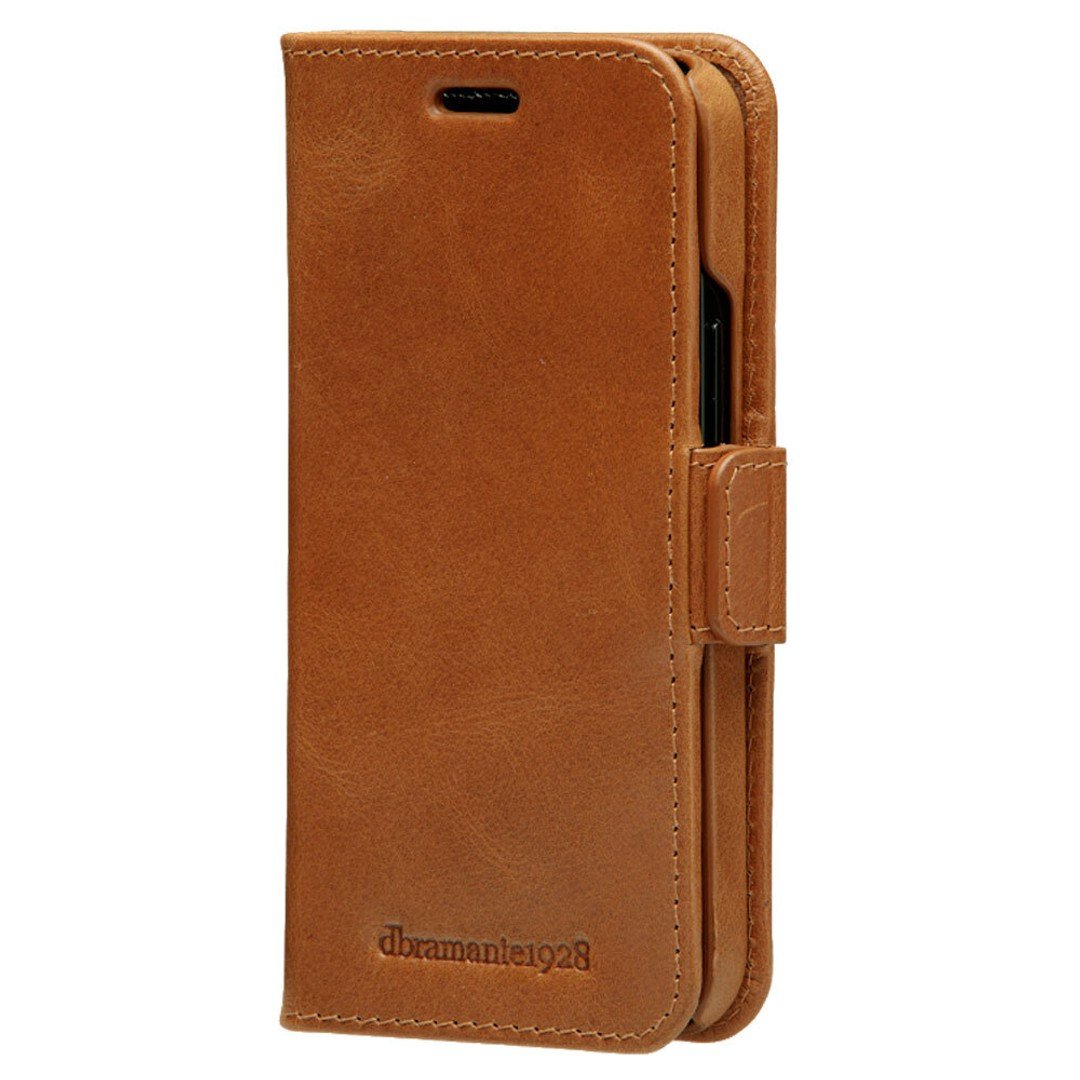 dbramante1928 Lynge Leather Wallet Case Magnetic Flip Cover for iPhone 12 Mini Tan