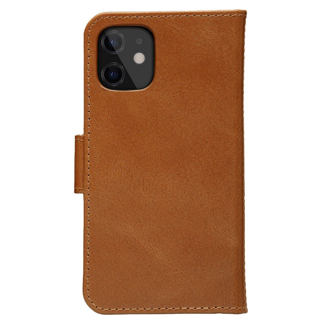 dbramante1928 Lynge Leather Wallet Case Magnetic Flip Cover for iPhone 12 Mini Tan