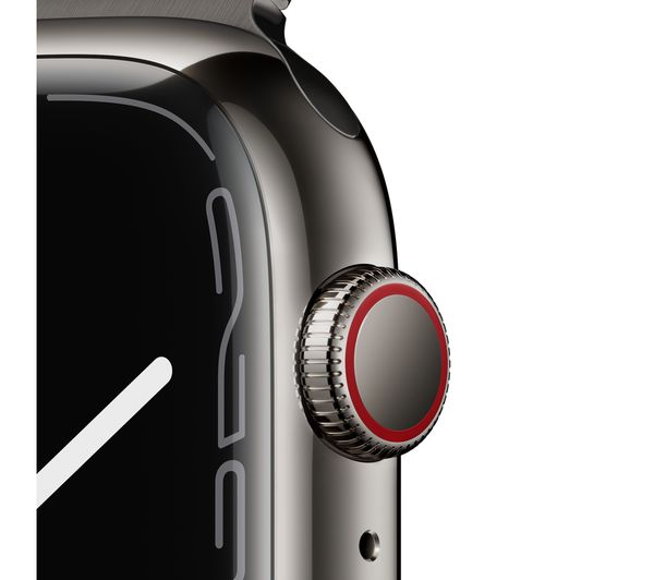 Apple Watch Series 7 GPS + Cellular - Graphite Stainless Steel with Graphite Milanese Loop, 45mm - Pristine