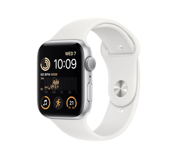 Apple Watch SE 2 GPS, 44mm Silver Aluminium Case with White Sport Band - Pristine