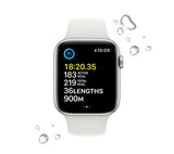 Apple Watch SE 2 GPS, 44mm Silver Aluminium Case with White Sport Band - Pristine