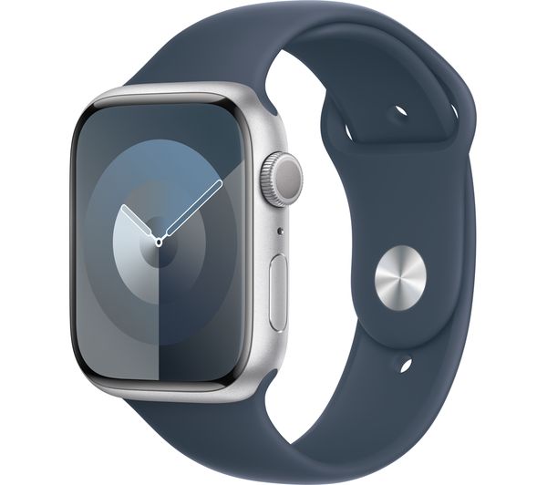 Apple Watch Series 9 GPS, 45mm Silver Aluminium Case with Storm Blue Sport Band - M/L - Very Good