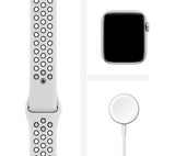 APPLE Watch SE 1st Gen GPS - Silver with Pure Platinum & Black Nike Sports Band, 44mm - Very Good