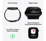 Apple Watch Series 10 GPS, 46mm Jet Black Aluminium Case with Black Sport Band - M/L - Pristine