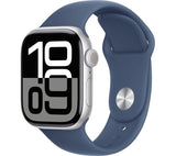 Apple Watch Series 10 GPS, 42mm Silver Aluminium Case with Denim Sport Band - S/M - Very Good