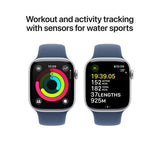 Apple Watch Series 10 GPS, 42mm Silver Aluminium Case with Denim Sport Band - S/M - Very Good