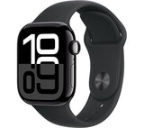 Apple Watch Series 10 GPS + Cellular, 42mm Jet Black Aluminium Case with Black Sport Band - M/L - Pristine