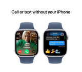 APPLE Watch Series 10 Cellular - 46mm Silver Aluminium Case with Denim Sport Band, S/M - Acceptable