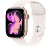 Apple Watch Series 11 Cellular - 42mm Rose Gold Aluminium Case with Light Blush Sport Band, S/M - Pristine