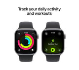 Apple Watch Series 11 - 42mm Space Grey Aluminium Case with Black Sport Band, M/L - Pristine