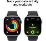 Apple Watch Series 11 GPS, 46mm Space Grey Aluminium Case with Black Sport Band - S/M - Pristine