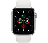 APPLE Watch Series 5 Cellular - Silver Aluminium with White Sports Band, 40mm - Acceptable