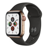 APPLE Watch Series 5 Cellular - Gold Stainless Steel with Black Sports Band, 44mm  - Very Good