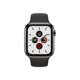 APPLE Watch Series 5 Cellular - Space Black Stainless Steel with Black Sports Band, 44mm  - Very Good