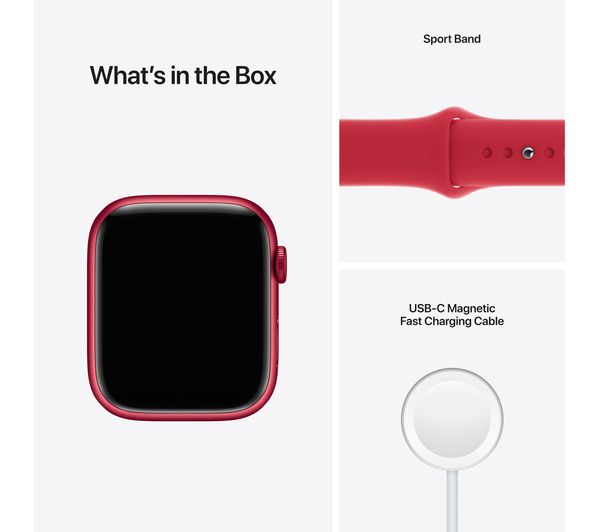 APPLE Watch Series 7 Cellular 4G - (PRODUCT)RED Aluminium with (PRODUCT)RED Sport Band, 45mm - Acceptable