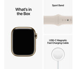 APPLE Watch Series 8 Cellular - Gold Stainless Steel with Starlight Sports Band, 41mm - Pristine