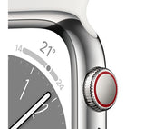 APPLE Watch Series 8 Cellular - Silver Stainless Steel with White Sports Band, 45mm - Very Good