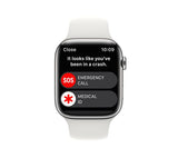 APPLE Watch Series 8 Cellular - Silver Stainless Steel with White Sports Band, 45mm - Very Good